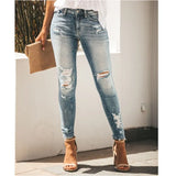 jeans slim slimming ripped sexy mid-rise denim