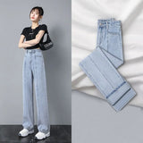 Toloer Wide-Leg Jeans For Women's 2024 New Looks Slim, Loose, Straight Pants-Outfit