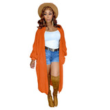 Toloer New Women's Pure Color Casual Sweater Cardigan Long Coat-Outfit