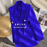 Toloer Spring And Autumn Women's Korean Version Of The New Design Sense Simple Temperament Fashion Suit Long Sleeve Coat Candy Green Suit-Outfit