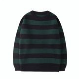 Striped Sweater Autumn Casual O-neck Oversized Knitted Sweater Vintage Winter Warm Loose Unisex Female Pullover
