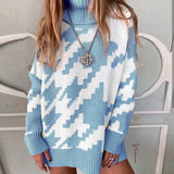 Ardm Za 2020 Woman Sweaters Lapel Houndstooth Oversize Vintage Pullover Women Dropped Sleeve Winter Pull Femme Chic Tops
