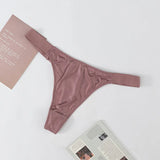 Sexy Ice Silk Scarless Thong Trousers Women Low-Rise Naked Motion Yoga Invisible Lady