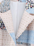 Women's Collar Print Quilt Cotton Long Coat