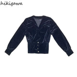 Blouses for Women V-neck Slim Fit Black Velvet Shirts 2023 Blusas Mujer De Moda Fashion Temperament Korean Blouse
