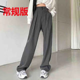 Toloer Black Suit Pants Female High Waist Hanging Down Feeling Wide Leg Pants Loose Royal Elder Sister Straight Tube Drag The Floor Casual Long Pants-Outfit