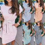 Round Stripes Neck Short Sleeve Striped