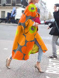 Spring And Autumn Wishebay Long Horn Sleeve Coat Print Loose Wind Coat