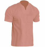 Men's Fitness Plus-Size Sports T-Shirt Men's Elastic Cotton Pocket Short-Sleeved Summer V-Neck Polo