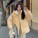 Small Down Cotton Coat Female Winter Design Fashion Loose And Loose Short Cotton Coat-Outfit
