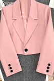 Women's Blazers Office Long Sleeve Solid Color Casual Temperament Straight Clothes Elegant Classic Chic Blazer
