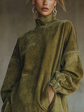New High-Collar Velvet Retro Loose Pocket Tuxedo Long-Sleeved