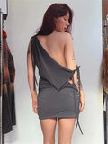 Off-shoulder Drawstring Mini Dress-Outfit