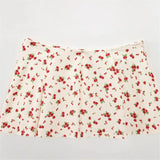 Ear-Side Flower-Print Square Collar Single-D Row Buckle-Suited Short-Sling Sling Vest Wide-Folded Mini Skirt Suit