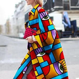 Spring And Autumn Wishebay Long Horn Sleeve Coat Print Loose Wind Coat