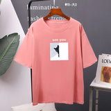 Cartoon Printed Cotton Summer T Shirts Women Soft Kawaii Loose Tees Female Plus Size Short Sleeve Tops for Lady