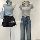 Shorts Women Summer Spicy Girl High Waist Loose A-line Versatile Wide Leg Drawstring Quick Dried Casual Short Pants-Outfit