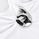 Silver Hand Design Tank Top-Outfit