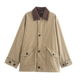 2024 Winter New Women's Street Fashion Loose Windbreaker Jacket Coat W063 9137-Outfit