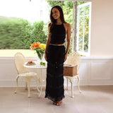 And Summer 2025 New Sleeveless Sleeveless Loose Waist Two Sets INS Vacation Loose Skirt Suit
