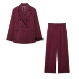 2025 New Women's Retro Casual Double-D Row Blazer High-Rise Straight Trousers