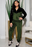 Winter Contrast Color Velvet Hoody