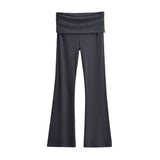 Trendy Women's Wear In Spring, The New Double-Layer Waist-Turning Sports Leisure Pants, Spicy Girls' Stretch Slimming Micro-Horn Trousers-Outfit