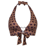 Toloer Sexy Sweet Love Print Metal Buckle Hanging Neck Tie Bra Vest-Outfit