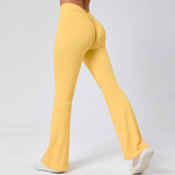 Toloer Hip Yoga V Waist Bell Bottom Pants Fitness Exercise Wide Leg Micro La High Waist Fast Drying Yoga Pants 43210-Outfit