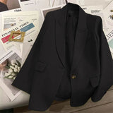 Toloer And Autumn Suit Jacket Female In 2024 Autumn New Black Net Red Fried Street Temperament Trend Casual Ladies Suit-Outfit
