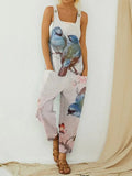 Slouchy Retro Abstract Print Overalls