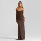 Women's Clothing 2025 Summer New Solid Fashion Sexy Slanted Shoulder Strapped To The Body Jumpsuit Trousers