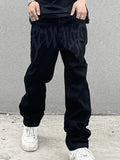 Men's Washed Revenge Straight Leg Jeans-Outfit
