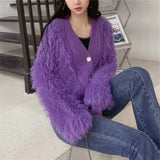 New Autumn And Winter Style Foreign Style Design Imitates The Mink Hair Thickened Coat Knitted Cardigan Women's Loose And Thin Sweater.-Outfit