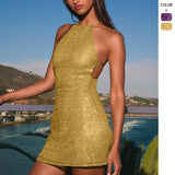 Women's New Hanging Neck Sexy Famous Bag Stings Squint Dress Dress Dress Dress Dress