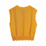 Flowers Embroidery Yellow Vest-Outfit
