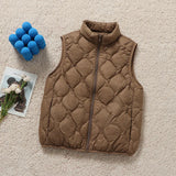 Autumn And Winter New Down Jacket Vest Female Short Stand Collar Leisure Light Vest Warm Large Size Sleeveless Coat-Outfit
