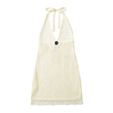 Summer Three-Dimensional Flower Decoration Hanging Neck Lace-Wre-Necked Lace-Up Hip Babes Short
