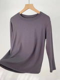Toloer Comfortable Super Soft Modal Cotton Long Sleeve T-Shirt Women's Spring New Solid Color Round Collar With A Bottom