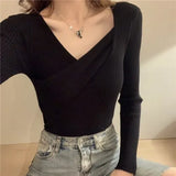 Casual Bottoming Pullover Knitted Jumper All-match Slim Fit Sweater Women Long Sleeve Solid Autumn Winter Clothes Women