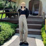 Toloer New 2024 Ladies Will Wear Everything With A Straight Tube And Show Skinny Khaki Pants-Outfit