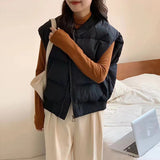 Korean Version Of Casual Down Vest Female Wear Winter New Thick Warm Baseball Collar Vest Large Size Down Inside The Tide-Outfit