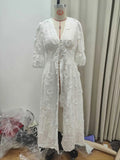 Women's New Waists Slim And Beautiful Little White Dress INS Net Red Standing Weight Embroidered
