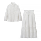 Homemade New Women's Lace Sticker Shirt Loose Dresses Two-Piece