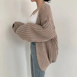 Vintage Oversized Open Front Knit Cardigan-Outfit