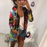 Print Jackets Spring Colourful Tie Dyeing Hooded Women Sweatshirt Casual Pocket Zipper Loose Plus size Female
