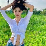 Toloer Wear With Sweet And Spicy Wind Minimalist Long Sleeve Pure Desire Top Trend Street Kink Casual Versatile Shirt Girl-Outfit