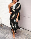 Independent Station Sexy And Popular Style Oblique Shoulder Single-Sleeved Dress For Women-Outfit