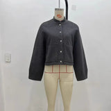 Dress Short Bomber Jacket 2025 Spring Temperament Collar Single Buckle Long Sleeves Loose Short Coat