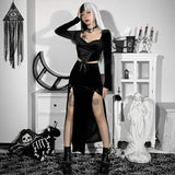 Special Punk Style Dress Cos Party High Waist Slim Bow Split Half Skirt-Outfit